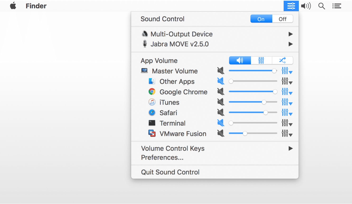 volume control for chorme in mac